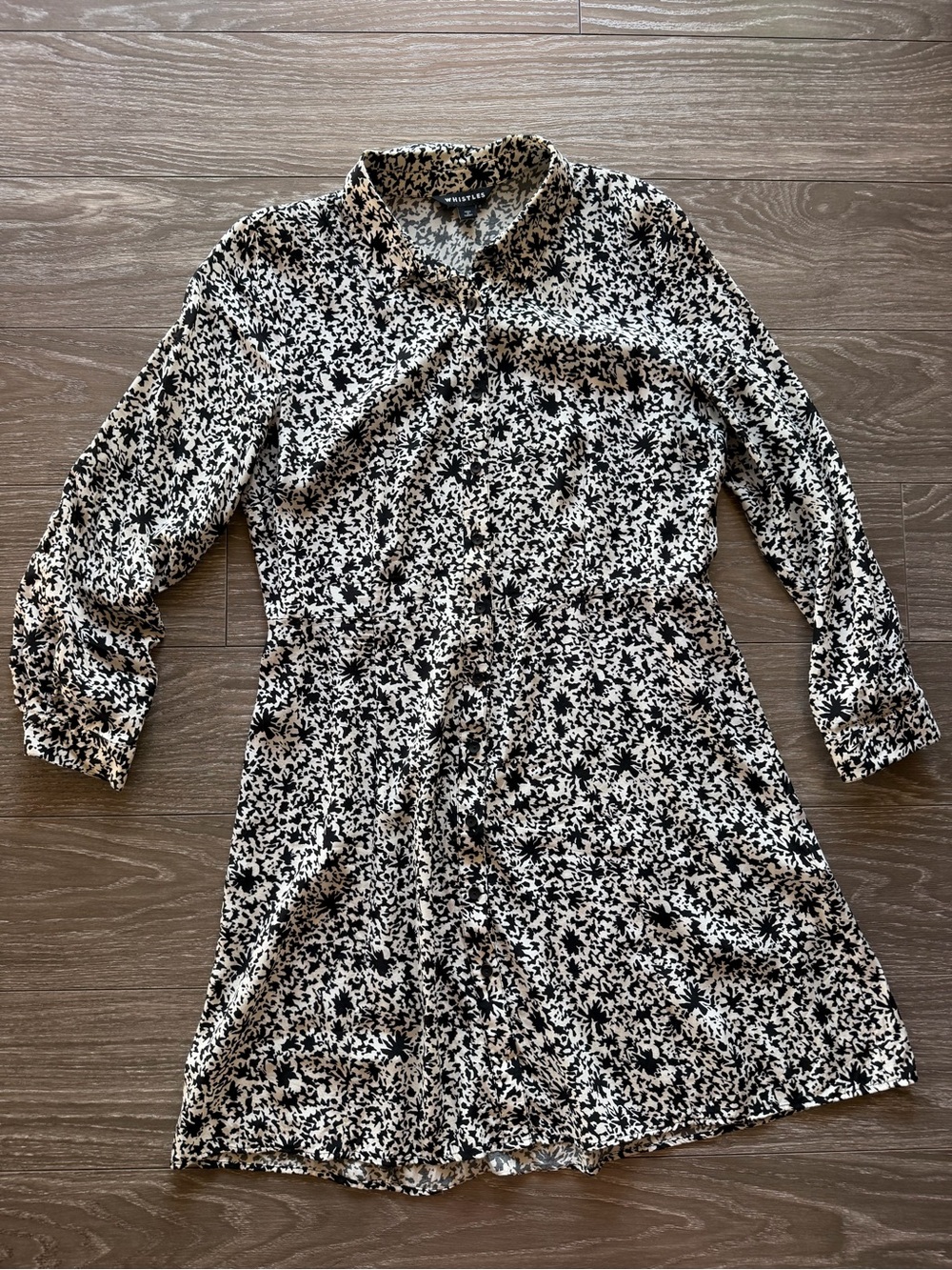 Whistles Black & White Floral Button-Front Dress